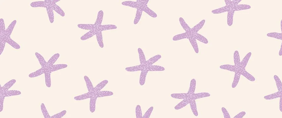 Vector flat illustration. Seamless starfish. In cartoon style. Cute print. .. Stock Illustration