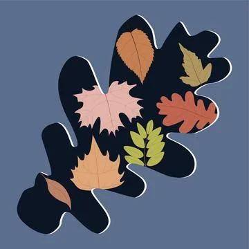 Vector flat illustration. Set of autumn leaves... Stock Illustration