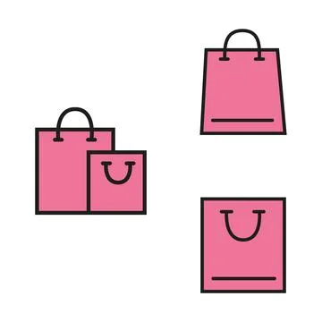 Vector flat illustration. A set of icons of shopping baskets of different Stock Illustration