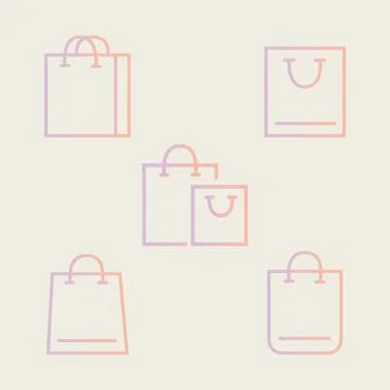 Vector flat illustration. A set of icons of shoppers of different shapes Stock Illustration