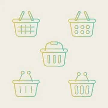 Vector flat illustration. A set of icons of baskets of different shapes Stock Illustration