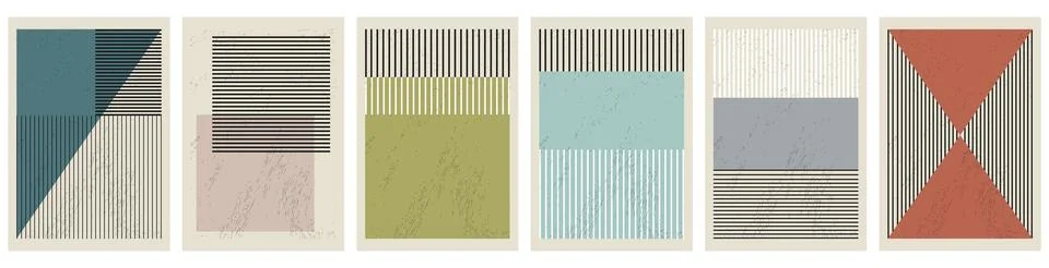 Vector flat illustration set. Poster concept with lines and geometric shape.. Illustrazione stock