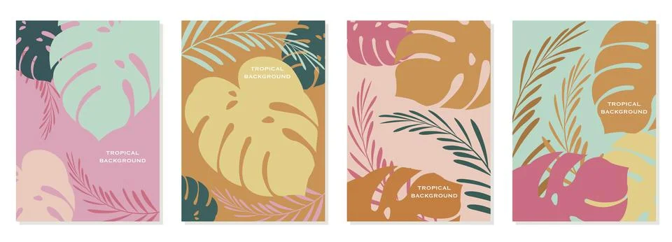 Vector flat illustration set. Summer style. Bright abstract tropical Stock Illustration
