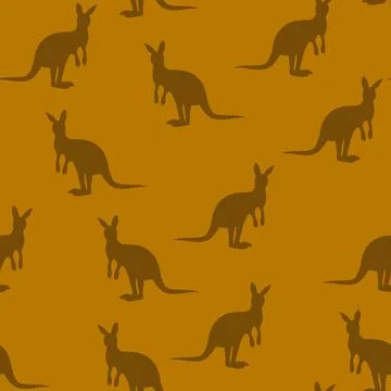 Vector flat illustration with silhouette kangaroo and baby kangaroo. Seamless Stock Illustration