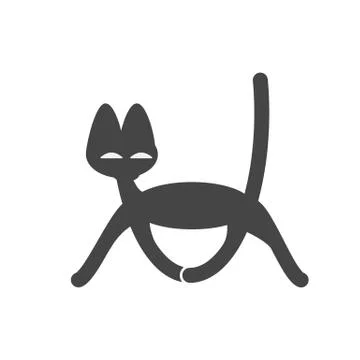 Vector flat illustration of a simple cat on white. for logos. Stock Illustration