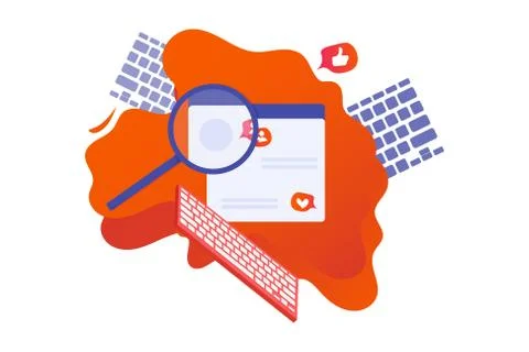 Vector flat illustration: social networking or internet surfing concept. Stock Illustration