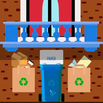 Vector flat illustration of sorting garbage into categories plastic, organic Illustrazione stock