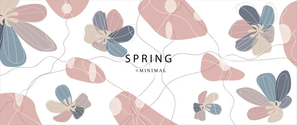 Vector flat illustration. Spring flowers in shades of pink on a white backg.. Stock Illustration