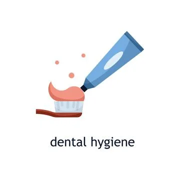 Vector flat illustration of a squeezing the toothpaste onto the toothbrush. D Stock Illustration
