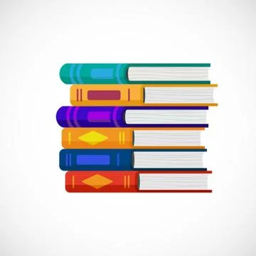 Vector flat illustration of stack of books on white background. Illustrazione stock