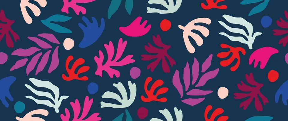 Vector flat illustration. Summer background. Abstract leaves on a dark Stock Illustration
