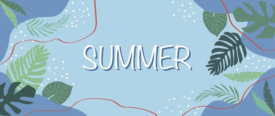 Vector flat illustration. Summer design. Tropical background with the Illustration