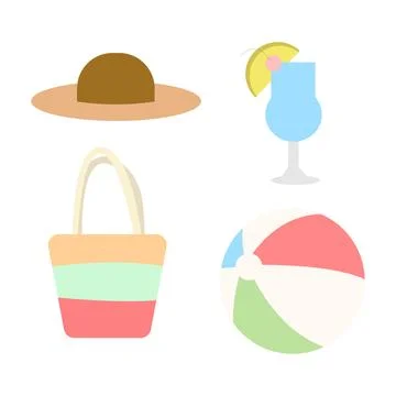 Vector flat illustration of summer objects Stock Illustration