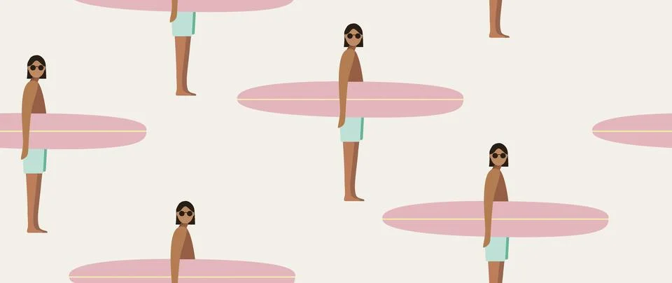 Vector flat illustration. Summer vacation concept. Seamless pattern. Used a.. Stock Illustration