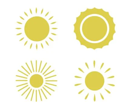 Vector flat illustration. Sun icons. Set of four on a white background... Stock Illustration