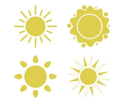 Vector flat illustration. Sun icons. Set of four on a white background... Stock Illustration