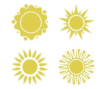 Vector flat illustration. Sun icons. Set of four on a white background... Stock Illustration
