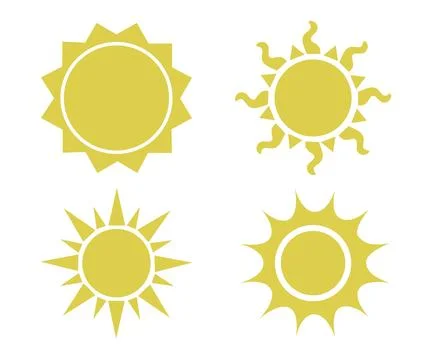 Vector flat illustration. Sun icons. Set of four on a white background Stock Illustration