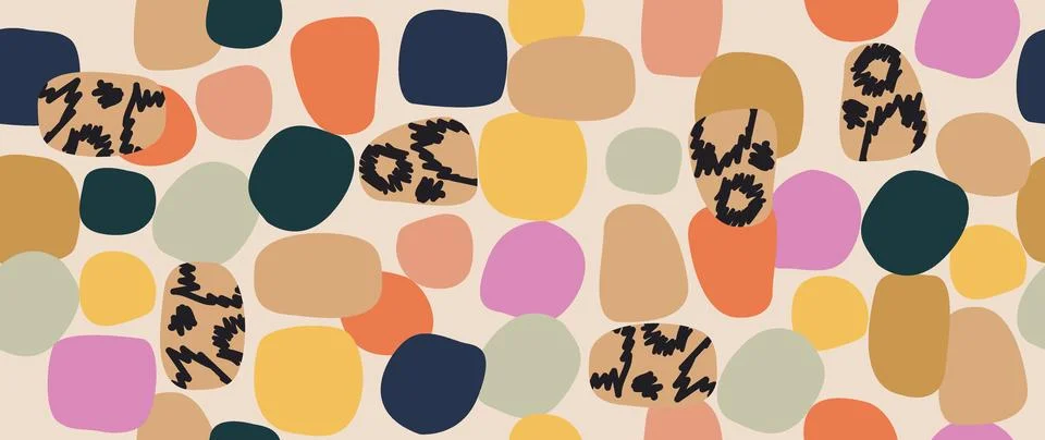 Vector flat illustration. Trendy abstract seamless pattern of colorful circles イラスト素材