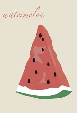 Vector flat illustration. Watermelon on a light brown background. Suitable .. Stock Illustration