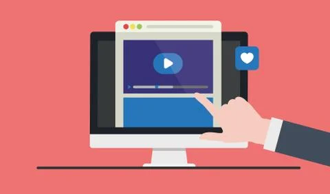 Vector flat illustration of webinar, online conference, lectures and training in Stock Illustration