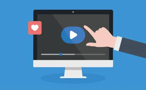 Vector flat illustration of webinar, online conference, lectures and training in Stock Illustration