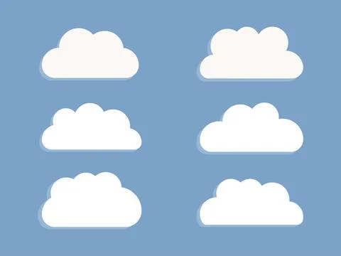 Vector flat illustration. White clouds isolated on a white background. Idea.. Stock Illustration