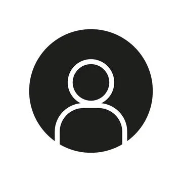 Vector flat illustration in white color in a black circle. Avatar, user Stock Illustration