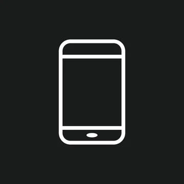 Vector flat illustration. White phone icon on a black background. The concept Stock Illustration