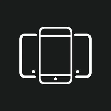 Vector flat illustration. White phone and tablets icon on a black background Stock Illustration
