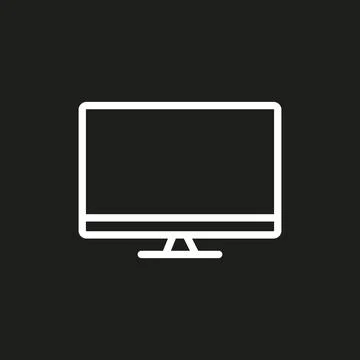 Vector flat illustration. White TV icon on a black background. The concept of Stock Illustration
