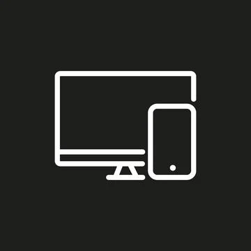 Vector flat illustration. White TV icon on a black background. The concept of Stock Illustration