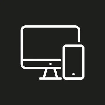 Vector flat illustration. White TV icon on a black background. The concept of Stock Illustration