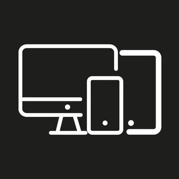 Vector flat illustration. White TV icon on a black background. The concept .. Stock Illustration