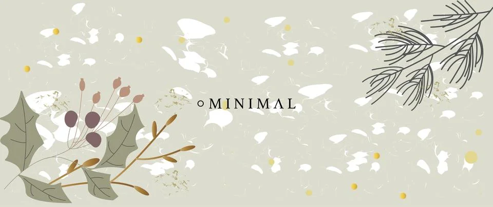 Vector flat illustration. Winter background design with leaves and trees. A.. Stock Illustration