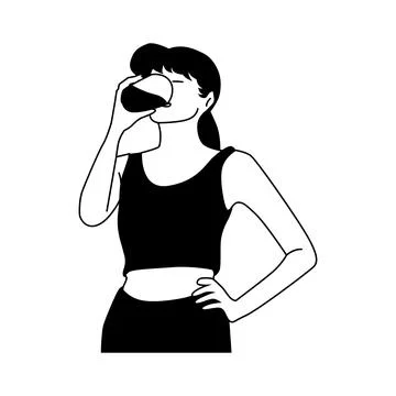 Vector flat illustration of woman drinking milk Stock Illustration