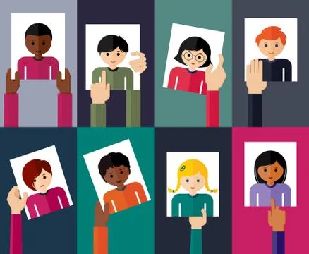 Vector flat illustration of young people. Stock Illustration
