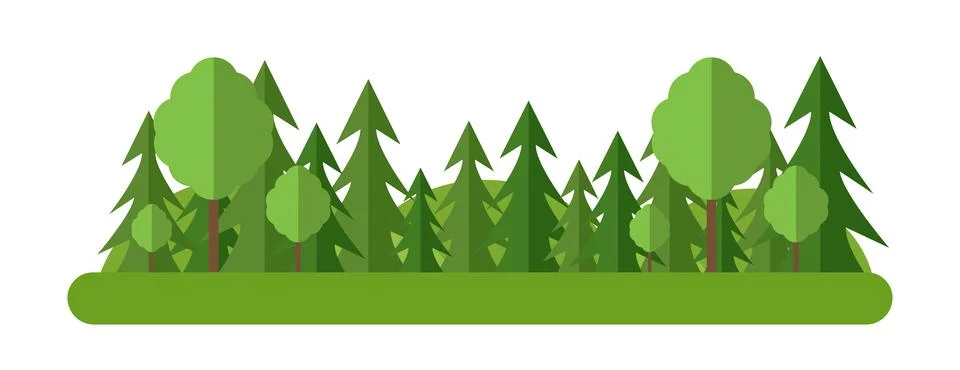 Vector flat illustrations. Abstract forest. Forest view. Trees Illustrazione stock