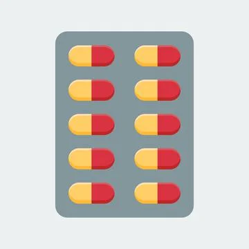 Vector flat image of a blister of tablets Stock Illustration