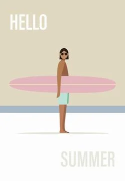 Vector flat image. Panorama of the sea and the beach. The picture shows the Stock Illustration