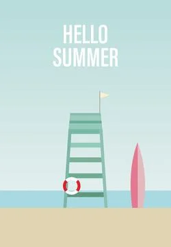 Vector flat image. Panorama of the sea and the beach. The picture shows the.. Stock Illustration