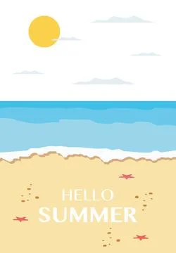 Vector flat image. Poster with the sea and the beach. Relaxation concept. P.. Stock Illustration