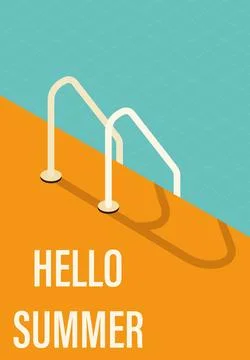 Vector flat image. Poster with swimming pool. The concept of relaxation. Pe.. Stock Illustration