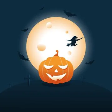 Vector flat image of a pumpkin on Halloween on the background Stock Illustration