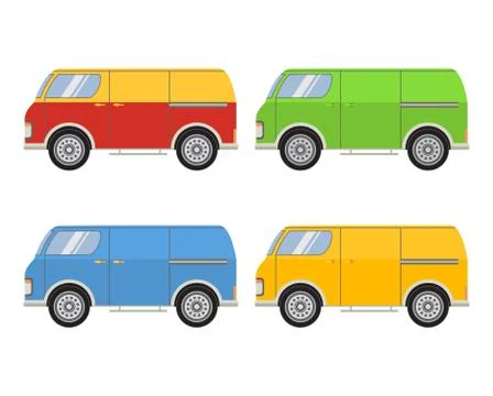 Vector flat with the image of the tourist van.Vector flat a retro a van for t Stock Illustration