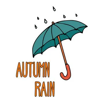 Vector flat image of an umbrella with raindrops on top with text Illustrazione stock