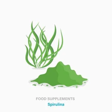 Vector flat isolated icon of food supplements - spirulina algae plant Stock Illustration
