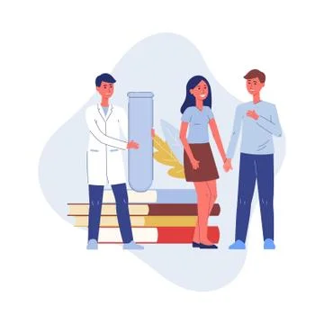 Vector flat isolated illustration of couple consulting on fertility problems Stock Illustration