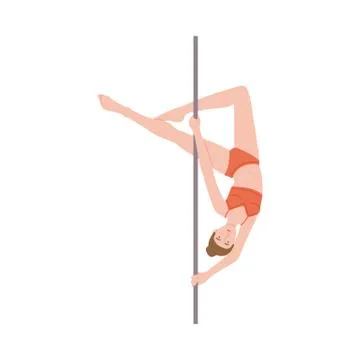 Vector flat isolated illustration of pole dancer girl Stock Illustration