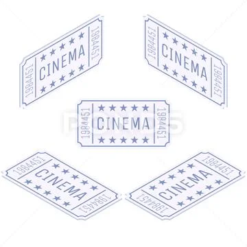 Vector flat isometric cinema ticket movie theater Stock Illustration